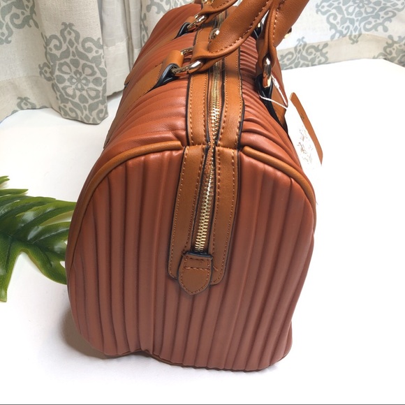 Vegan leather speedy handbag cognac brown fringe - Picture 5 of 8